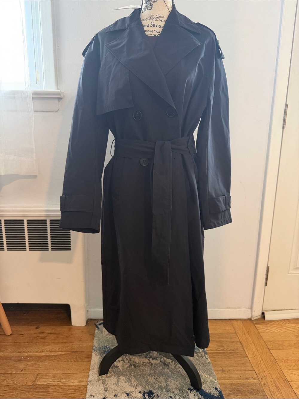 Zara Classic Women's Black Trench Coat - Belted Double-Breasted